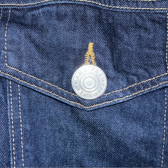 FRAME Denim Oversized Button Detail Dark Blue Denim Mini Dress Women Size XS - Picture 5 of 12